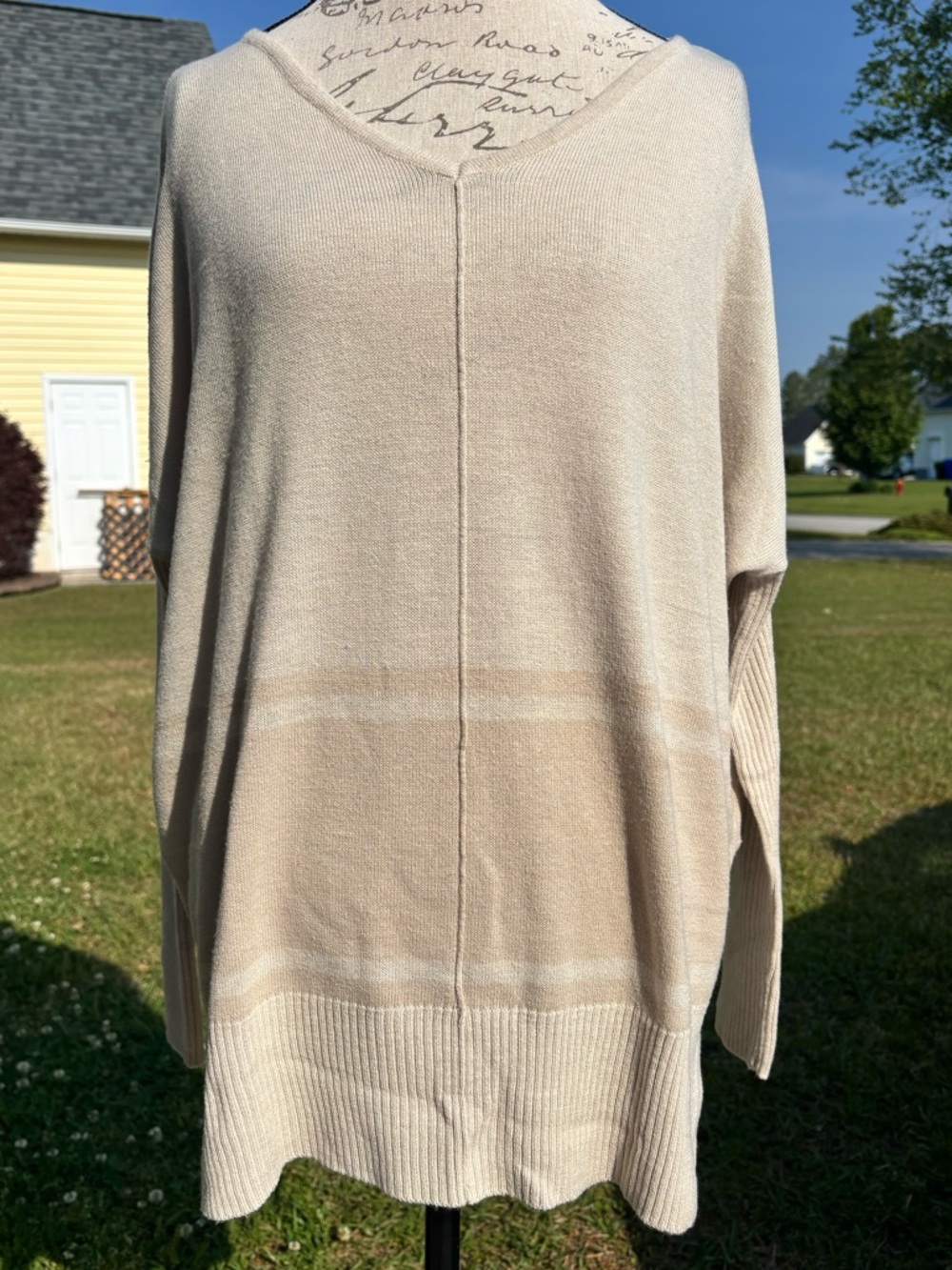 Quinn Cream V-Neck Tunic Sweater